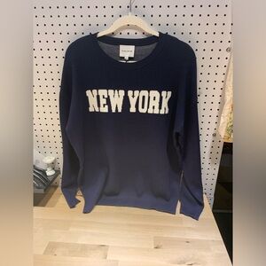 Pink Rose Women's Sweater Top Size L with graphic New York